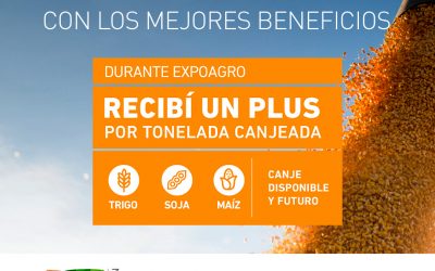 Canjeá granos durante Expoagro 2020 y recibí un PLUS por tonelada.